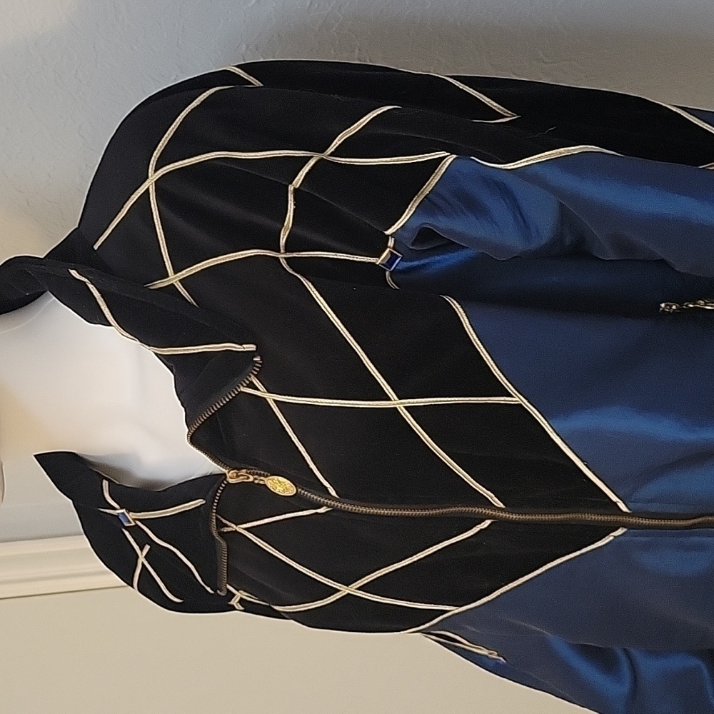VTG IVANA 1980s Velour Embellished Spider Web Bomber Goth Track Jacket - Picture 4 of 12